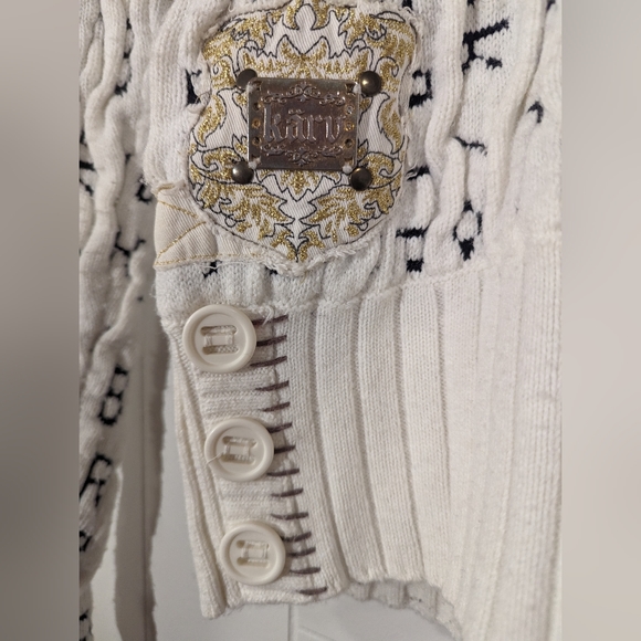 Vintage Karv 90s Y2K Style White Ribbed Chunky Sweater Women's Small - Picture 3 of 6